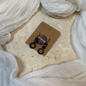 Beaded Drop Hoop Earrings | Earth Tone